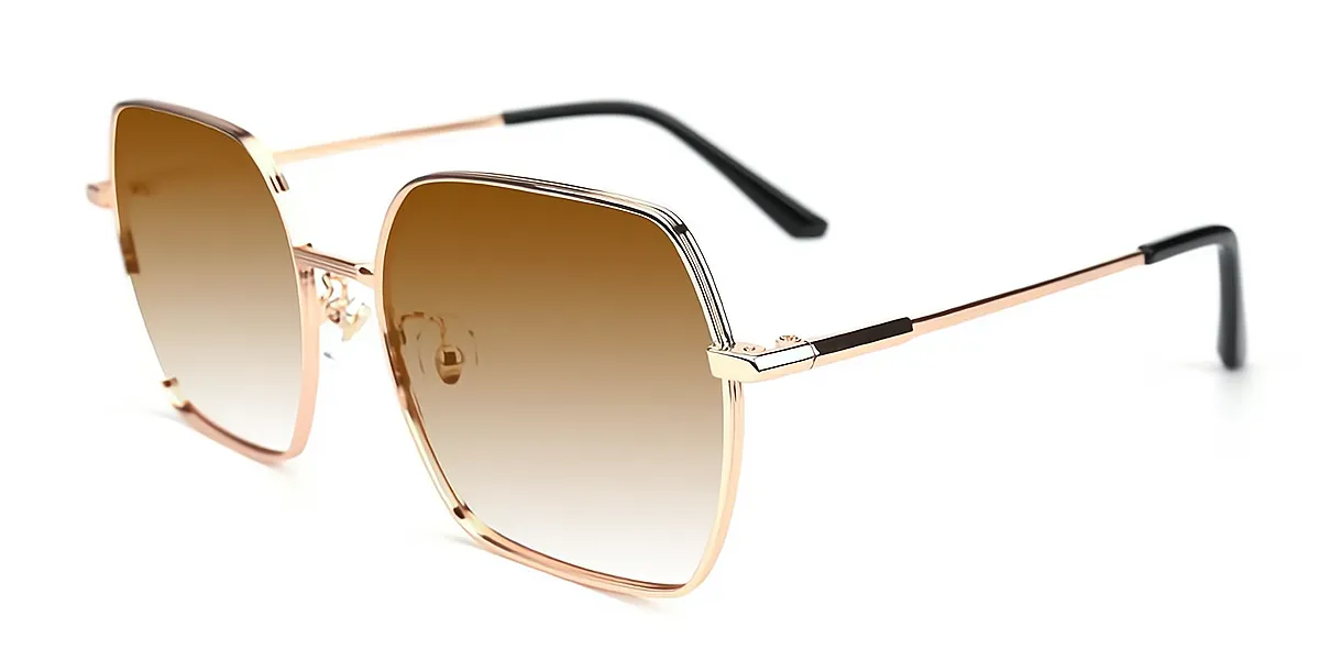 Golden Rectangle Oversized Metal Eyeglasses