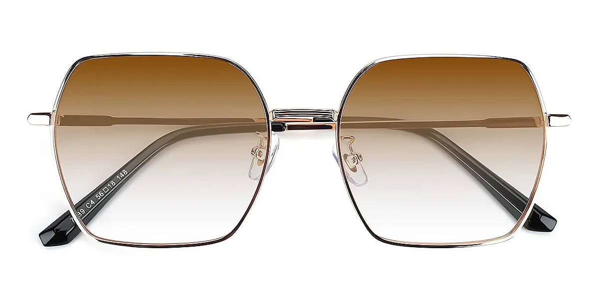 Golden Rectangle Oversized Metal Eyeglasses