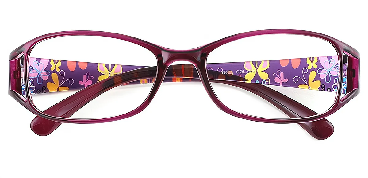 Purple Rectangle Unique Narrow TR90 Eyeglasses