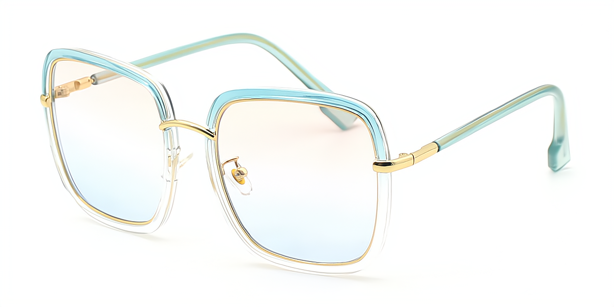 Blue-Clear Square Oversized Elegant TR90 Eyeglasses