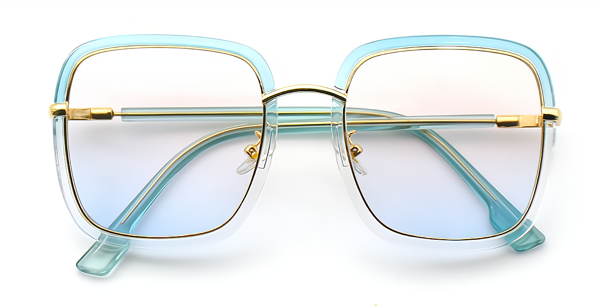 Blue-Clear Square Oversized Elegant TR90 Eyeglasses