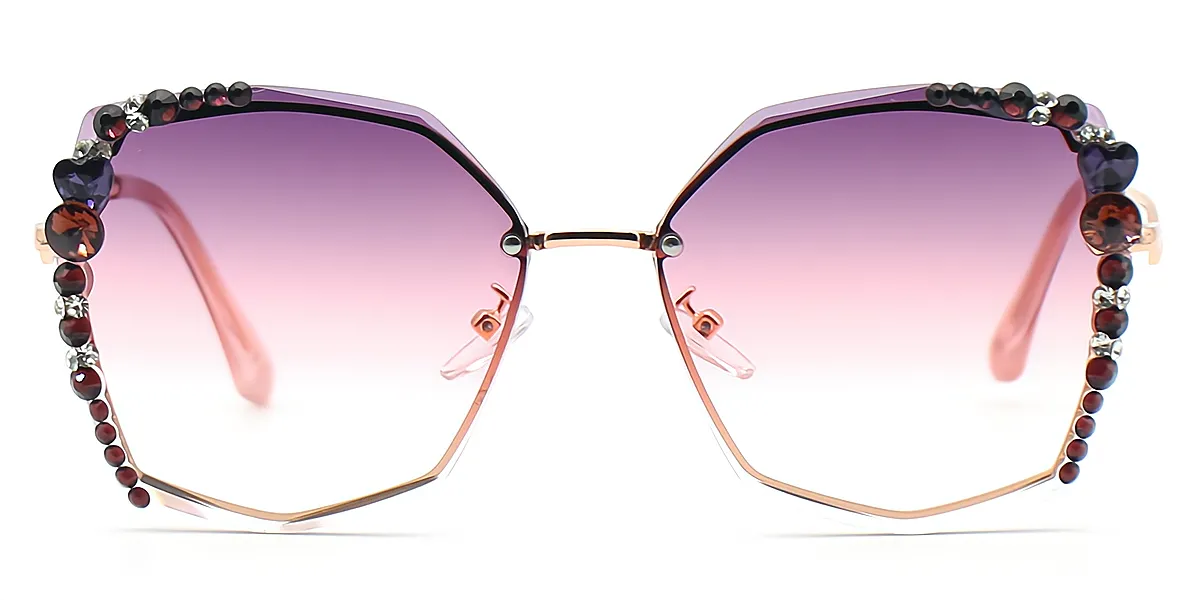 Purple Geometric Unique Metal Eyeglasses