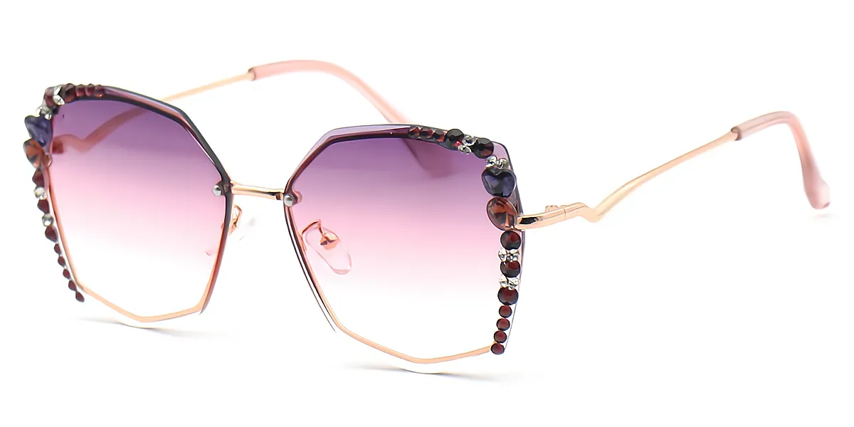 Purple Geometric Unique Metal Eyeglasses