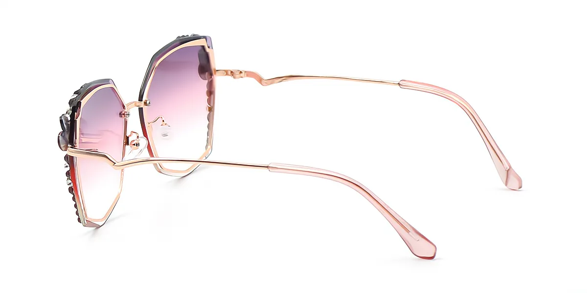Purple Geometric Unique Metal Eyeglasses
