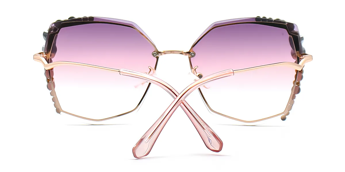 Purple Geometric Unique Metal Eyeglasses