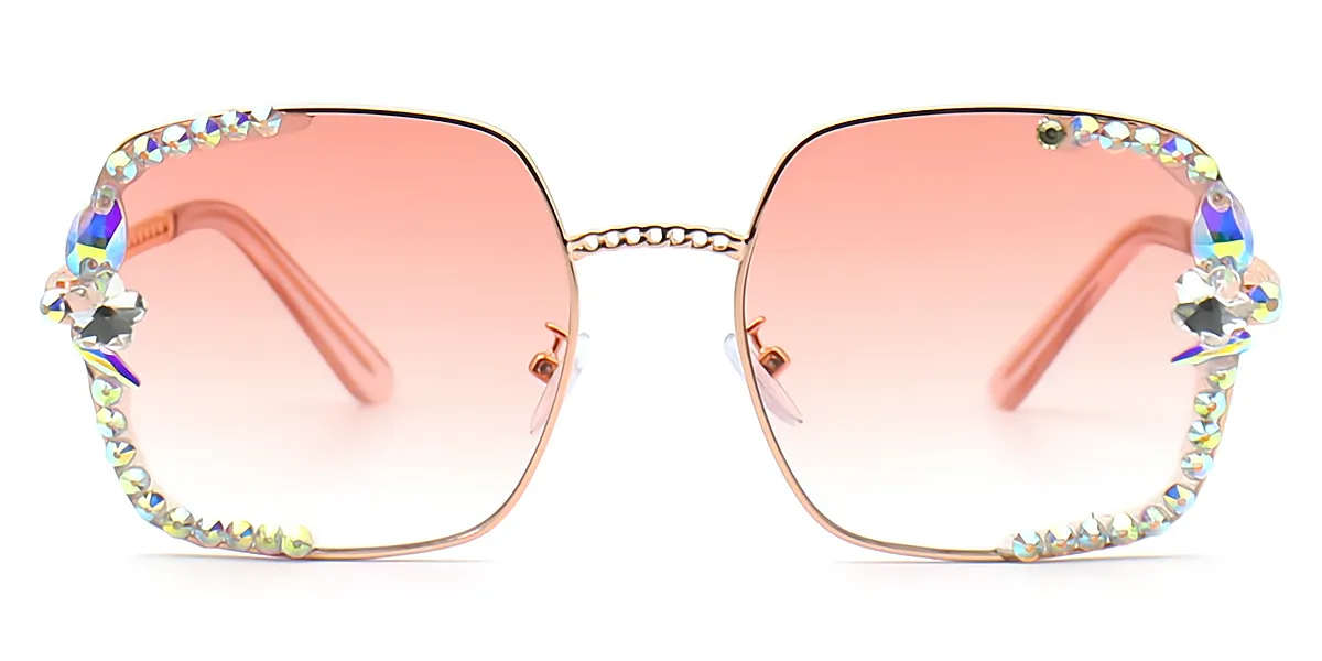 Pink Square Unique Exquisite Metal Eyeglasses