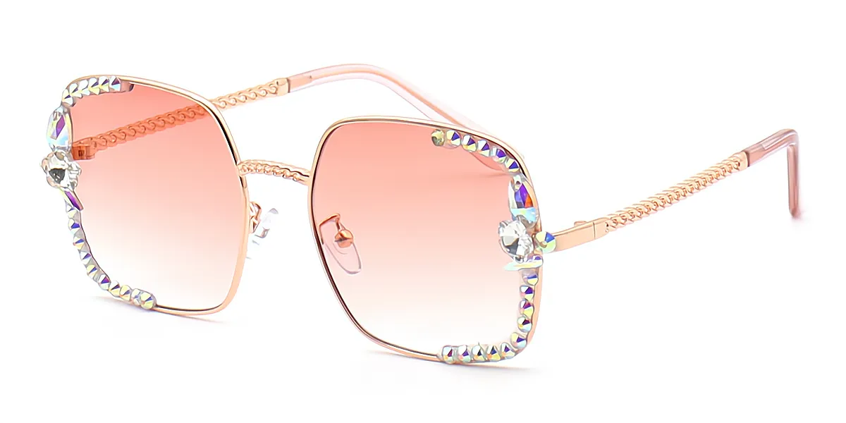 Pink Square Unique Exquisite Metal Eyeglasses