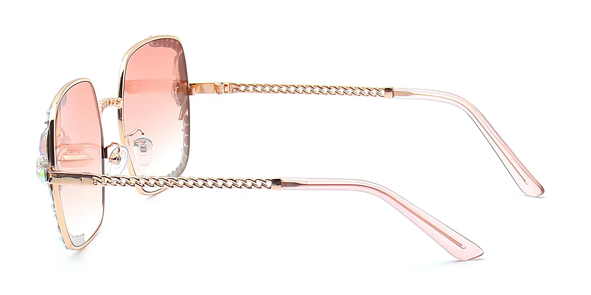 Pink Square Unique Exquisite Metal Eyeglasses