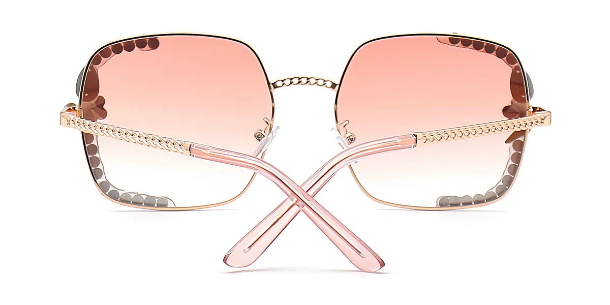 Pink Square Unique Exquisite Metal Eyeglasses