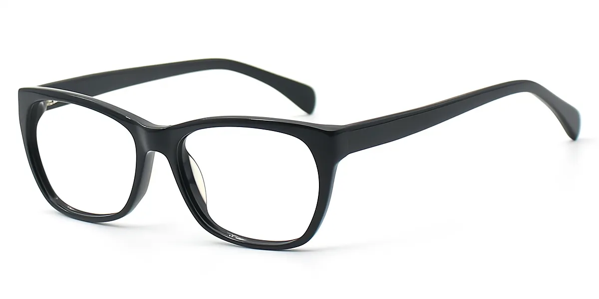 Black Rectangle Hipster Acetate Eyeglasses
