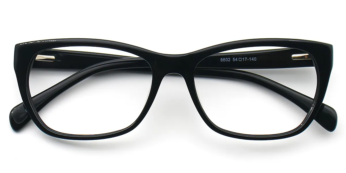 Black Rectangle Hipster Acetate Eyeglasses