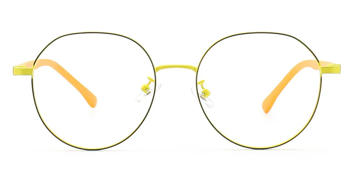 Yellow Geometric Classic Mixed Materials Eyeglasses