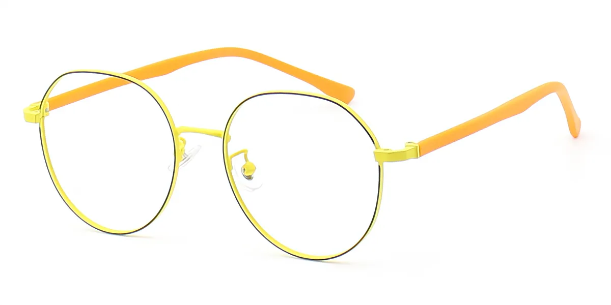 Yellow Geometric Classic Mixed Materials Eyeglasses