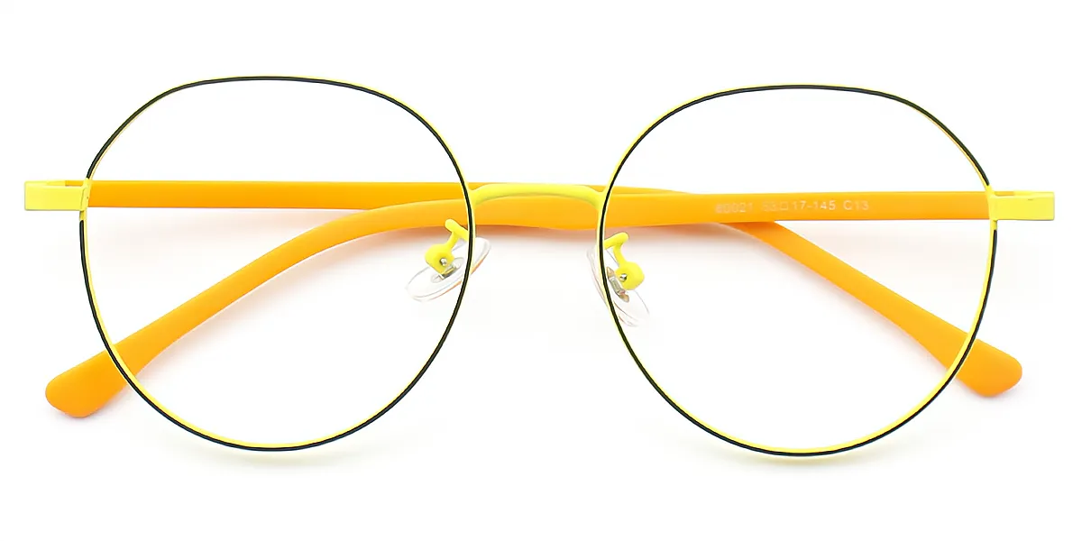 Yellow Geometric Classic Mixed Materials Eyeglasses