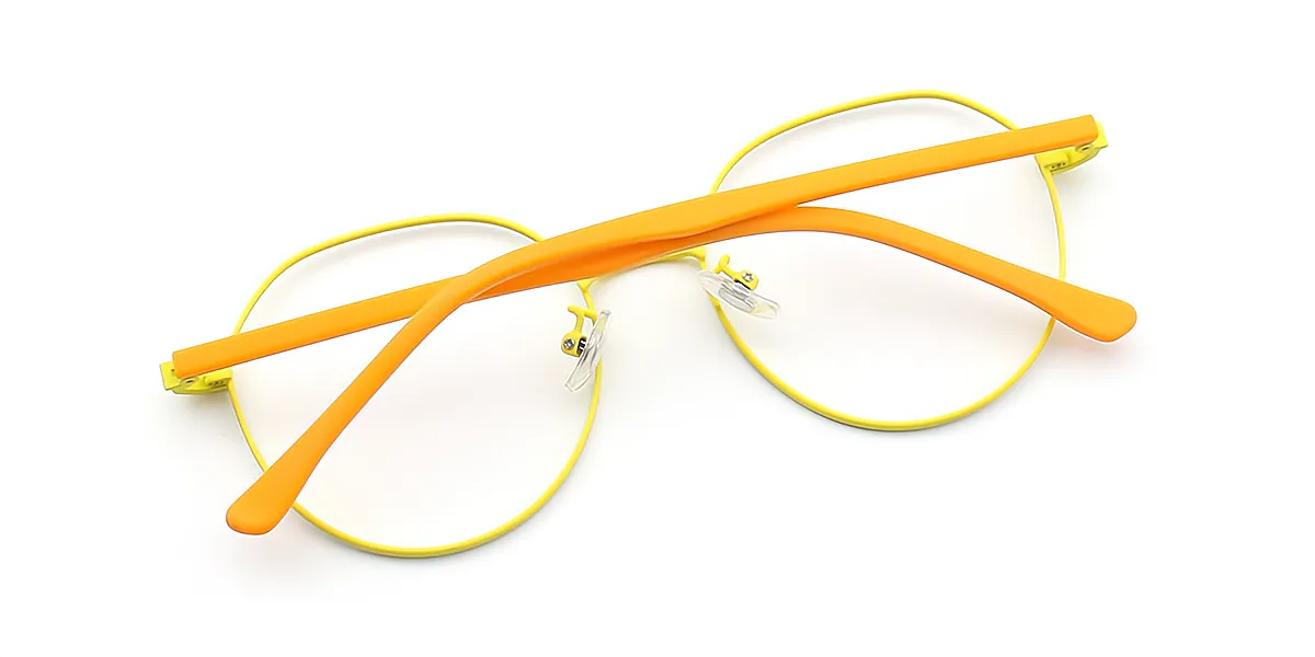 Yellow Geometric Classic Mixed Materials Eyeglasses
