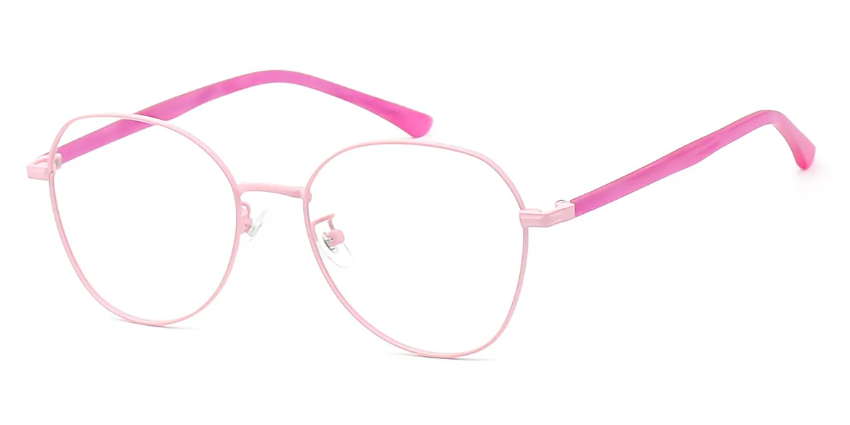 Pink Geometric Modish Mixed Materials Eyeglasses
