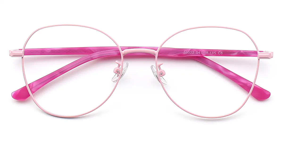 Pink Geometric Modish Mixed Materials Eyeglasses