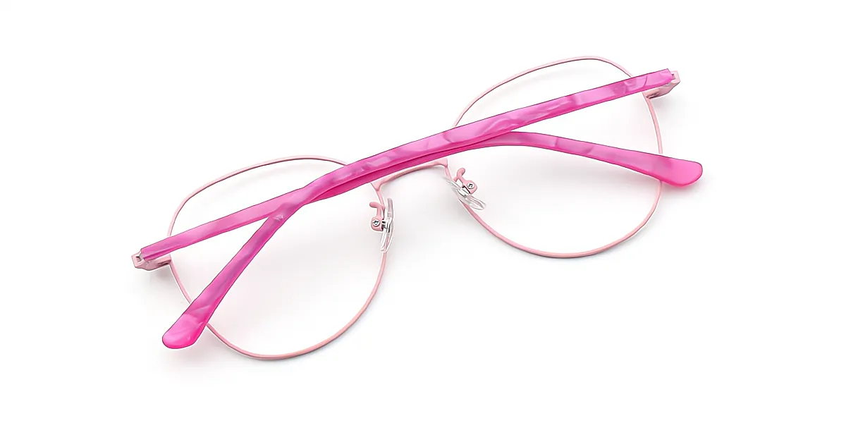 Pink Geometric Modish Mixed Materials Eyeglasses