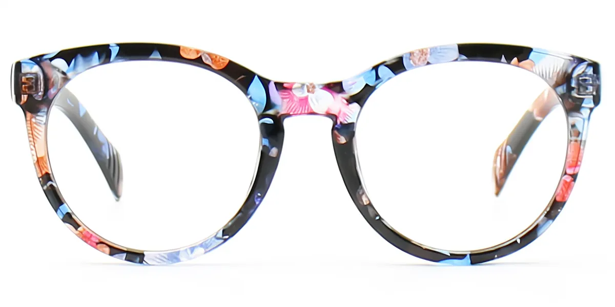 Floral Oval Exquisite Wide Acetate Eyeglasses