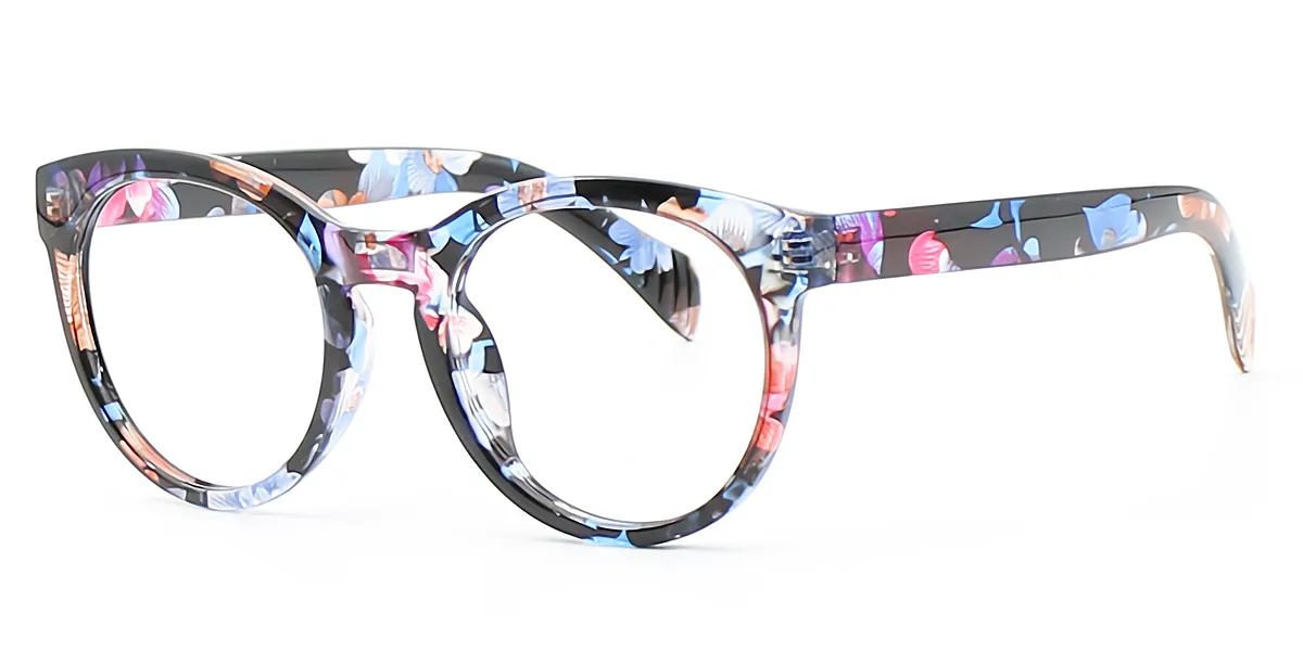 Floral Oval Exquisite Wide Acetate Eyeglasses