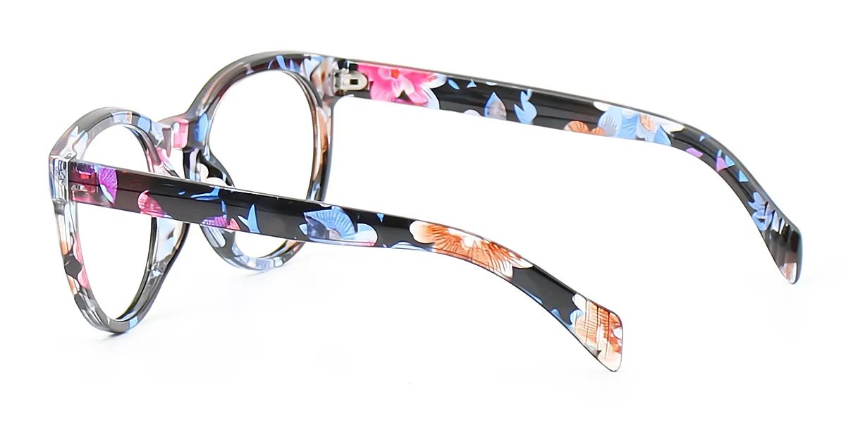 Floral Oval Exquisite Wide Acetate Eyeglasses