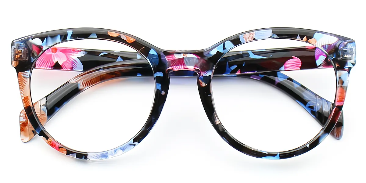 Floral Oval Exquisite Wide Acetate Eyeglasses