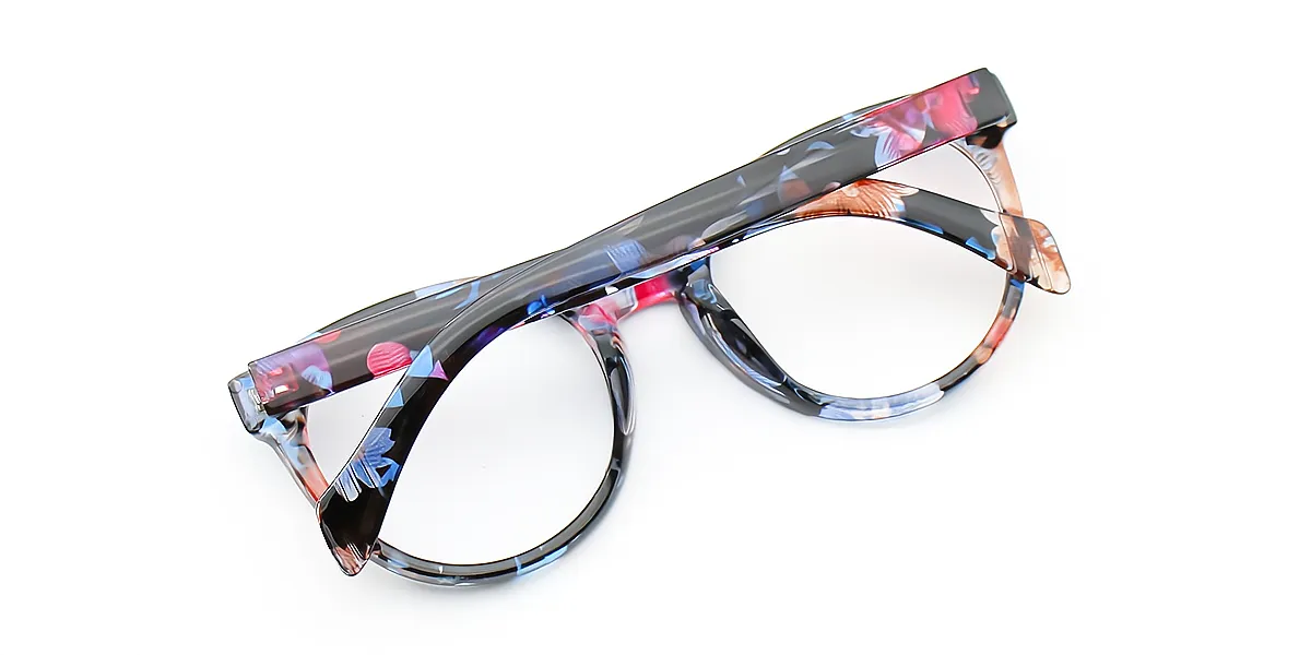 Floral Oval Exquisite Wide Acetate Eyeglasses