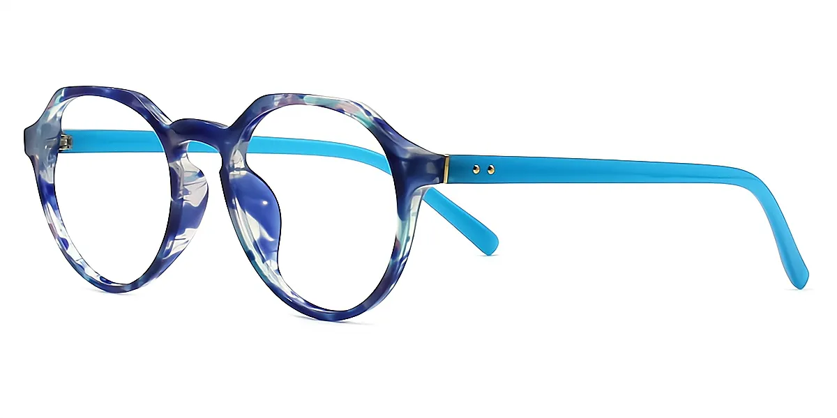 Blue Geometric Hipster Fancy TR90 Eyeglasses