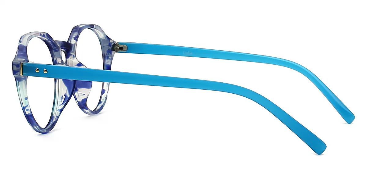 Blue Geometric Hipster Fancy TR90 Eyeglasses