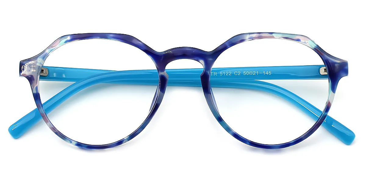 Blue Geometric Hipster Fancy TR90 Eyeglasses