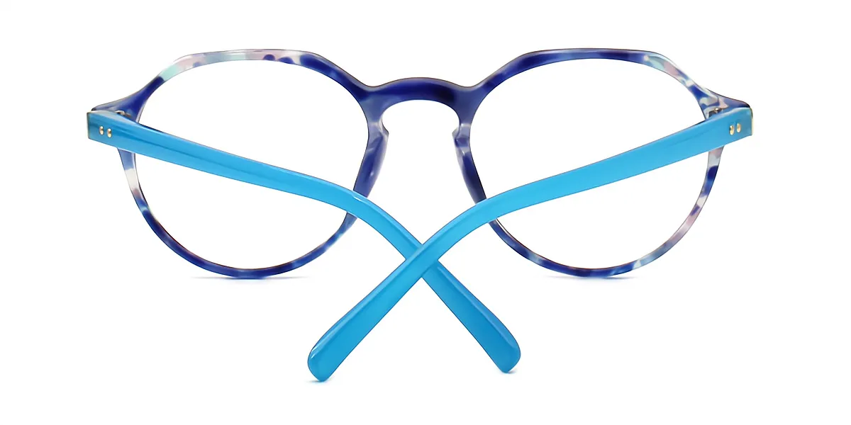 Blue Geometric Hipster Fancy TR90 Eyeglasses