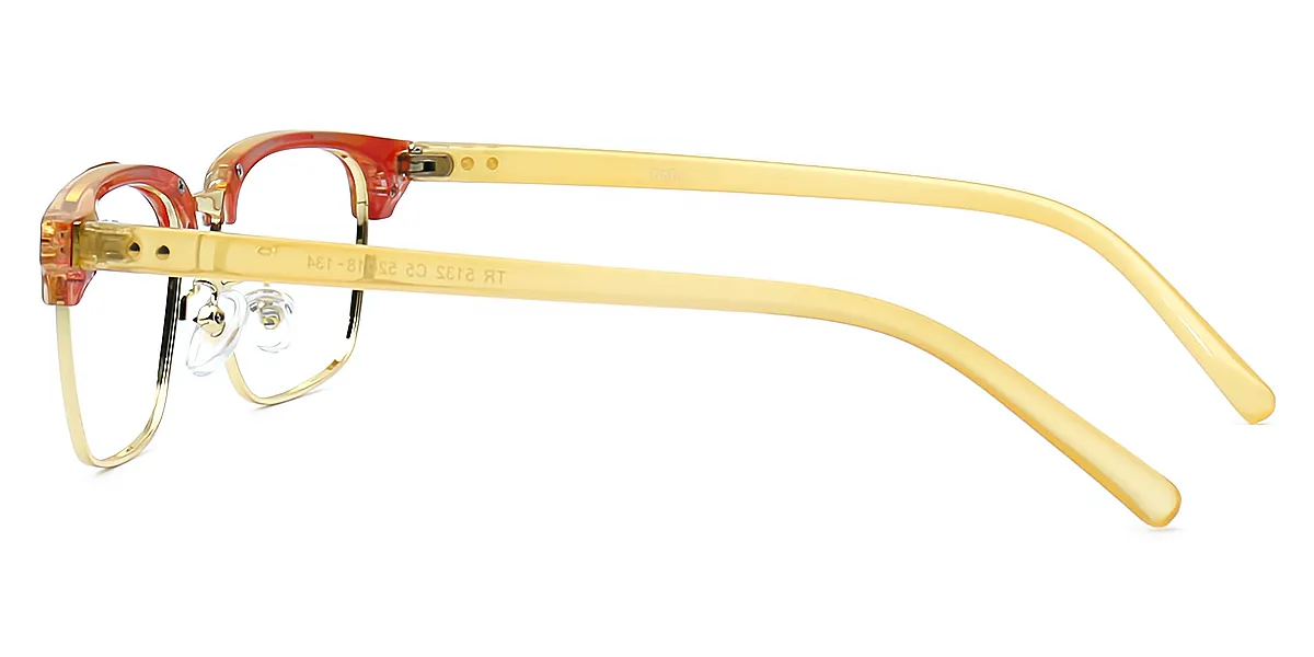 Floral Rectangle Sophisticated Mixed Materials Eyeglasses