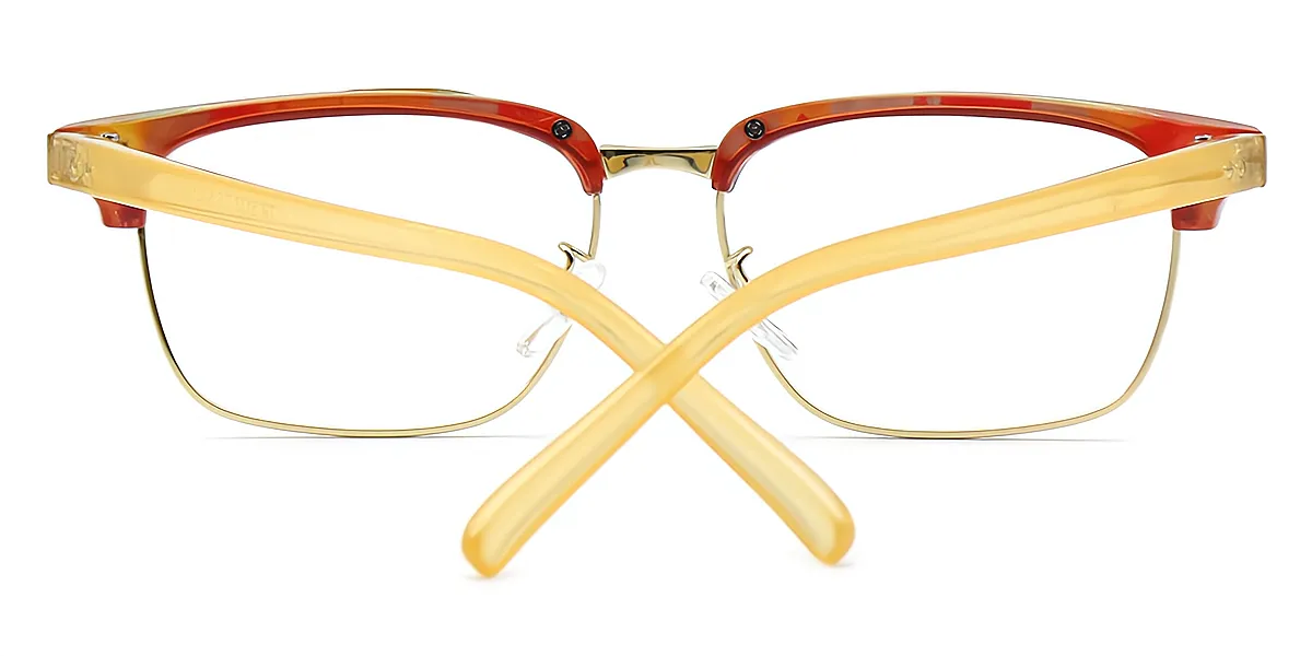 Floral Rectangle Sophisticated Mixed Materials Eyeglasses