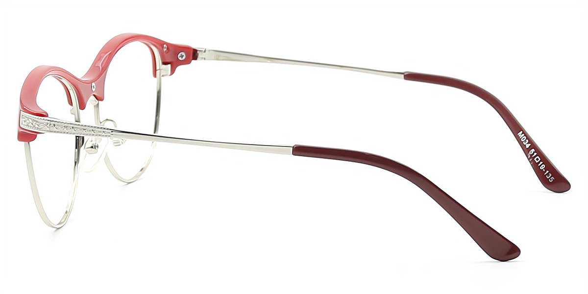 Red Browline Exquisite Mixed Materials Eyeglasses