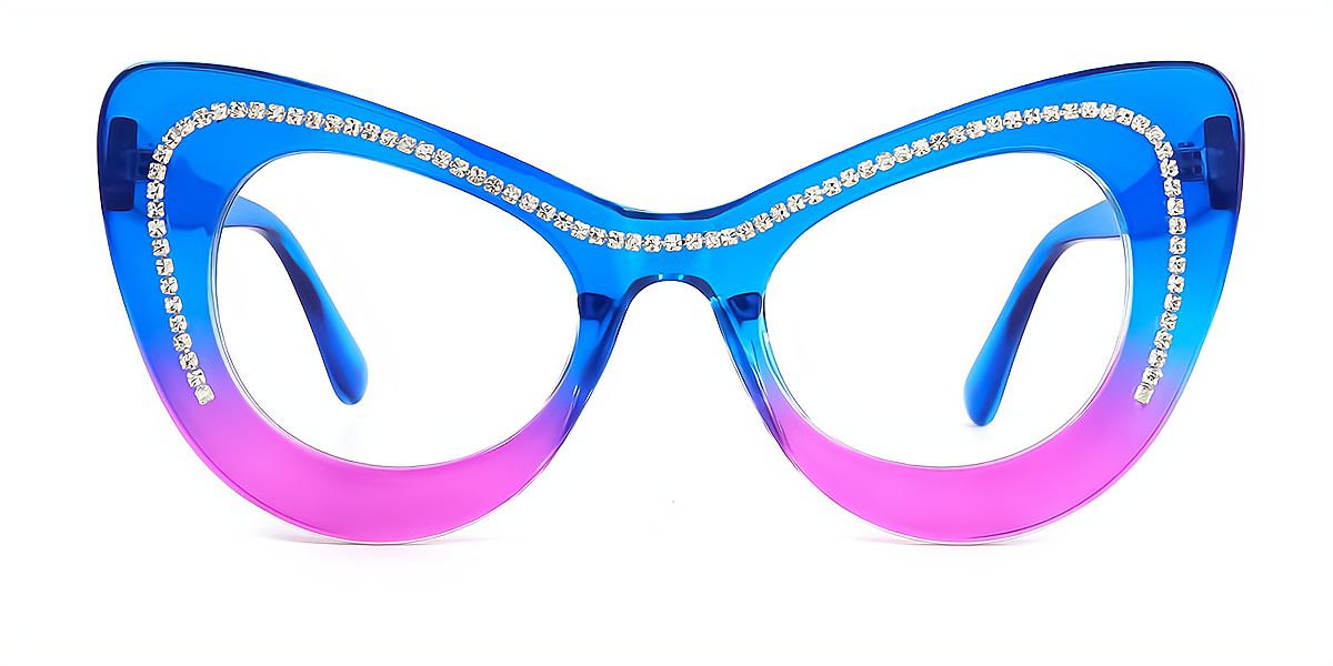 Multicolor Butterfly Hipster Wide Acetate Eyeglasses