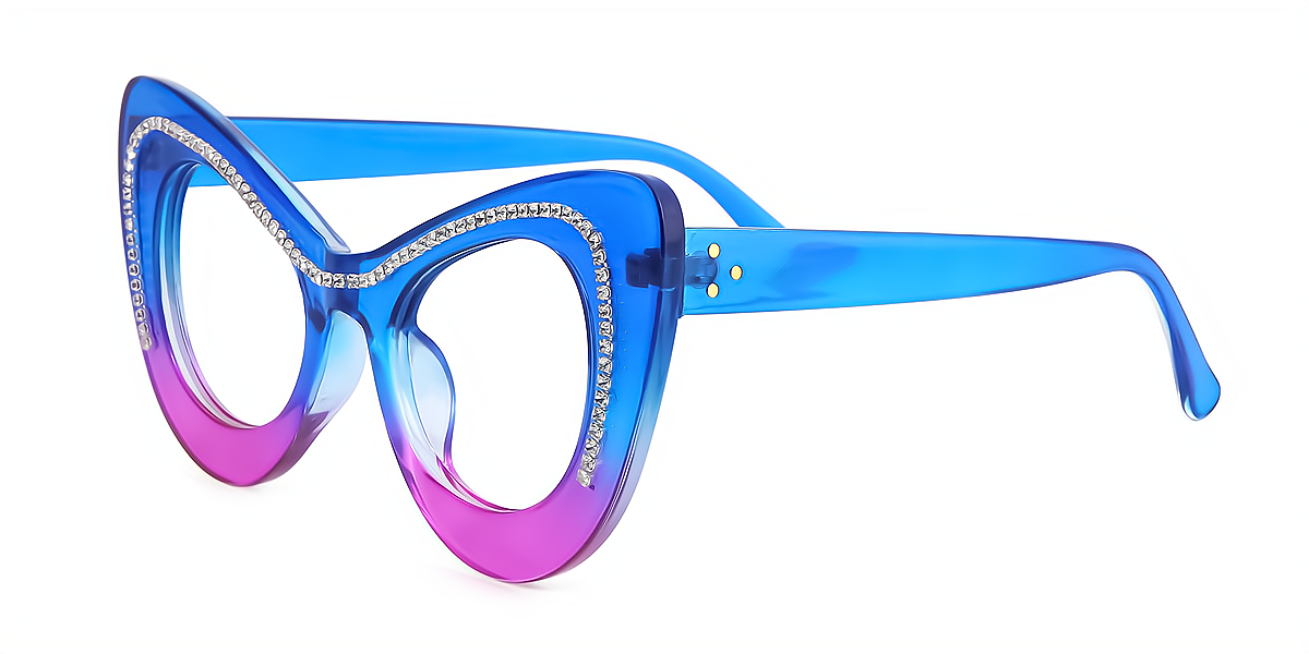 Multicolor Butterfly Hipster Wide Acetate Eyeglasses