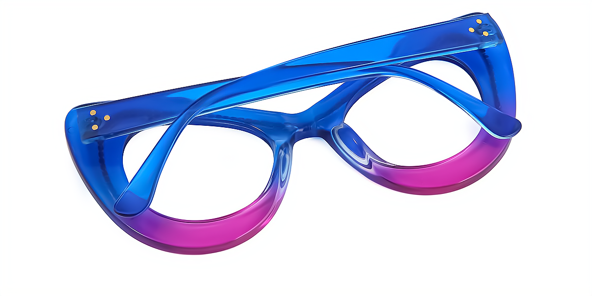 Multicolor Butterfly Hipster Wide Acetate Eyeglasses