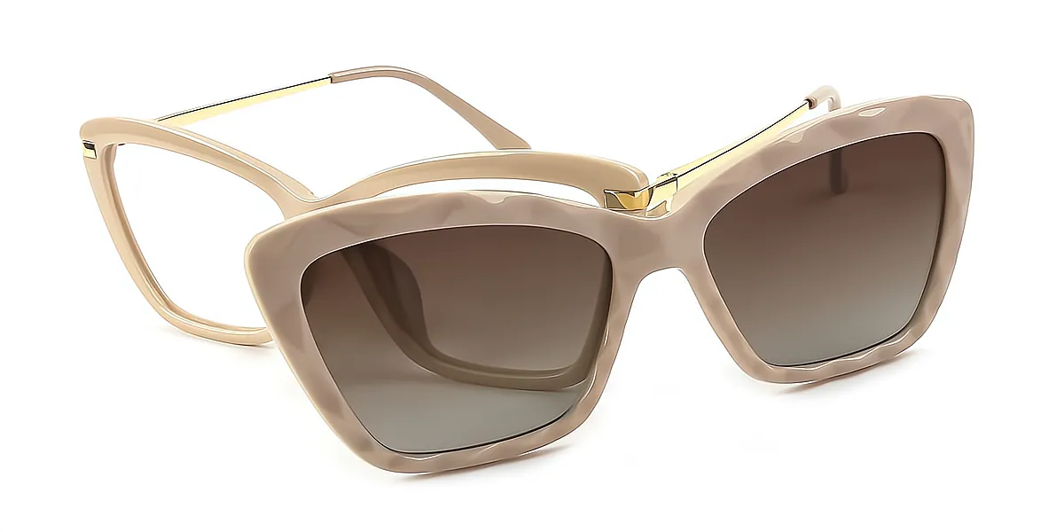 Pink Cat Eye Classic Sun-clip TR90 Eyeglasses