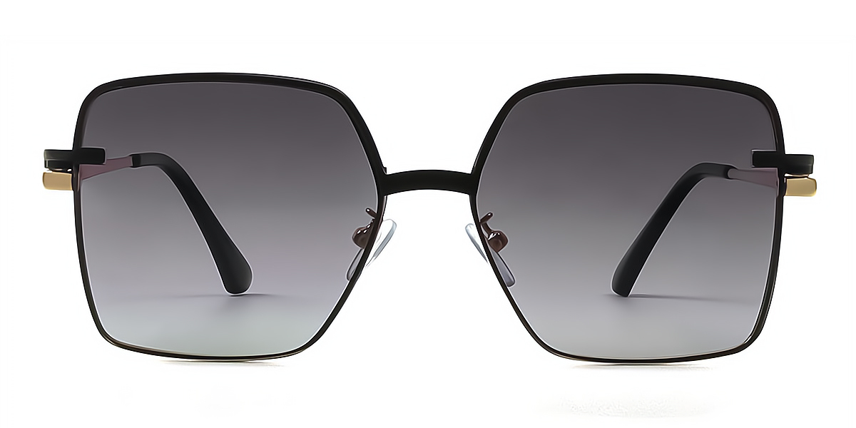 Black Geometric Simple Metal Eyeglasses