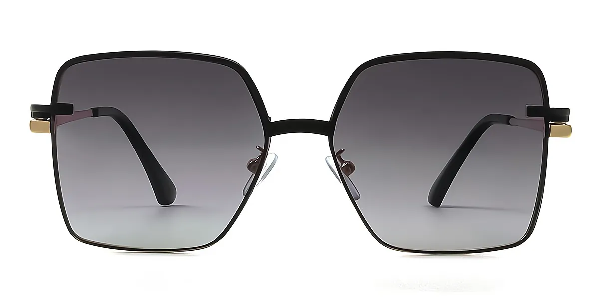 Black Geometric Simple Metal Eyeglasses