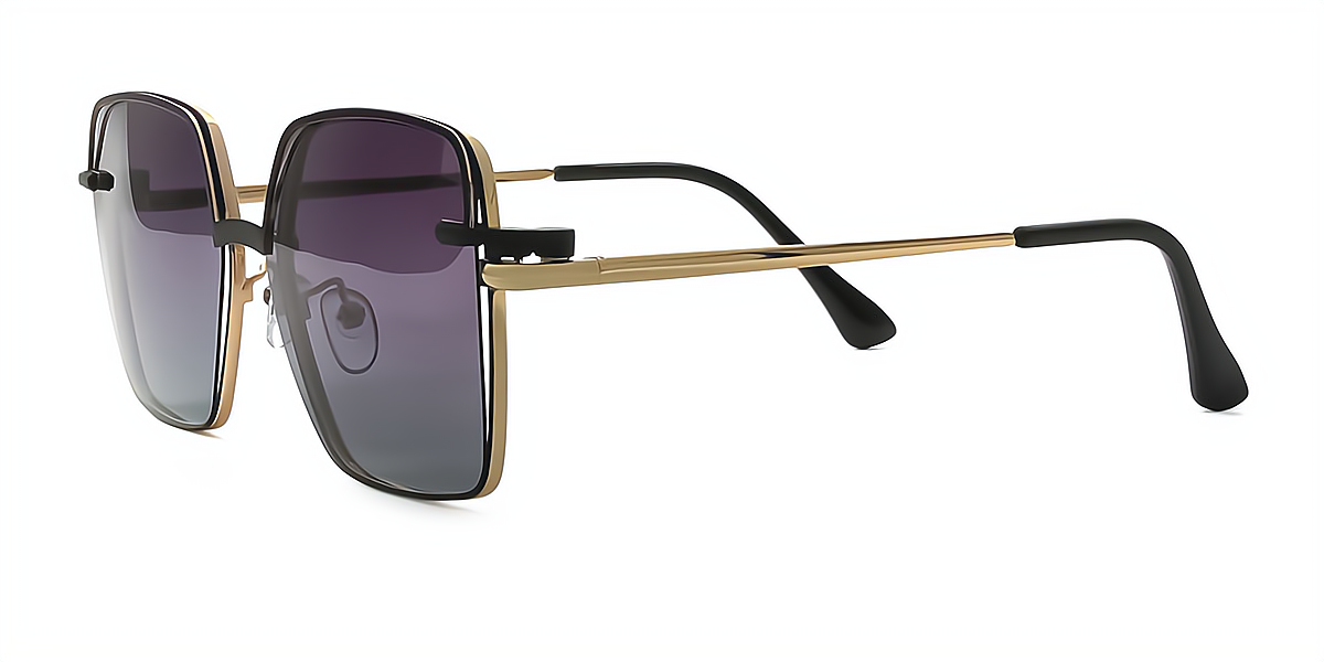 Black Geometric Simple Metal Eyeglasses