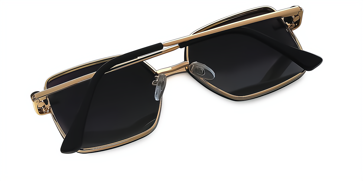 Black Geometric Simple Metal Eyeglasses