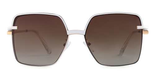 White Rectangle Classic Full-rim Metal Large Glasses