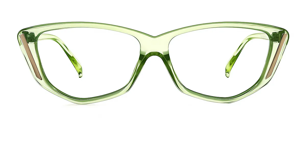 Green Cat Eye Unique Plastic Eyeglasses