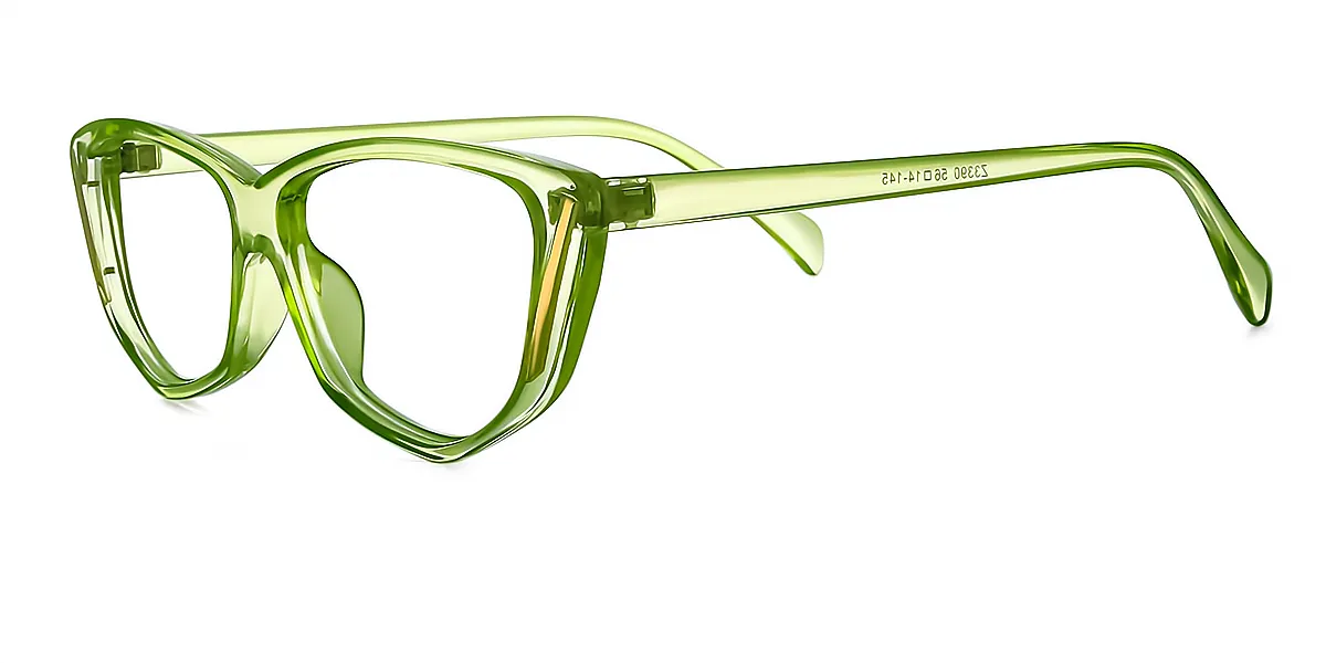 Green Cat Eye Unique Plastic Eyeglasses