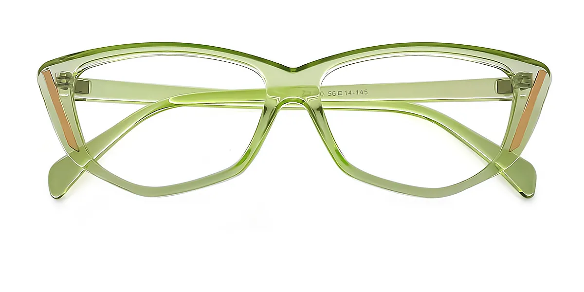 Green Cat Eye Unique Plastic Eyeglasses