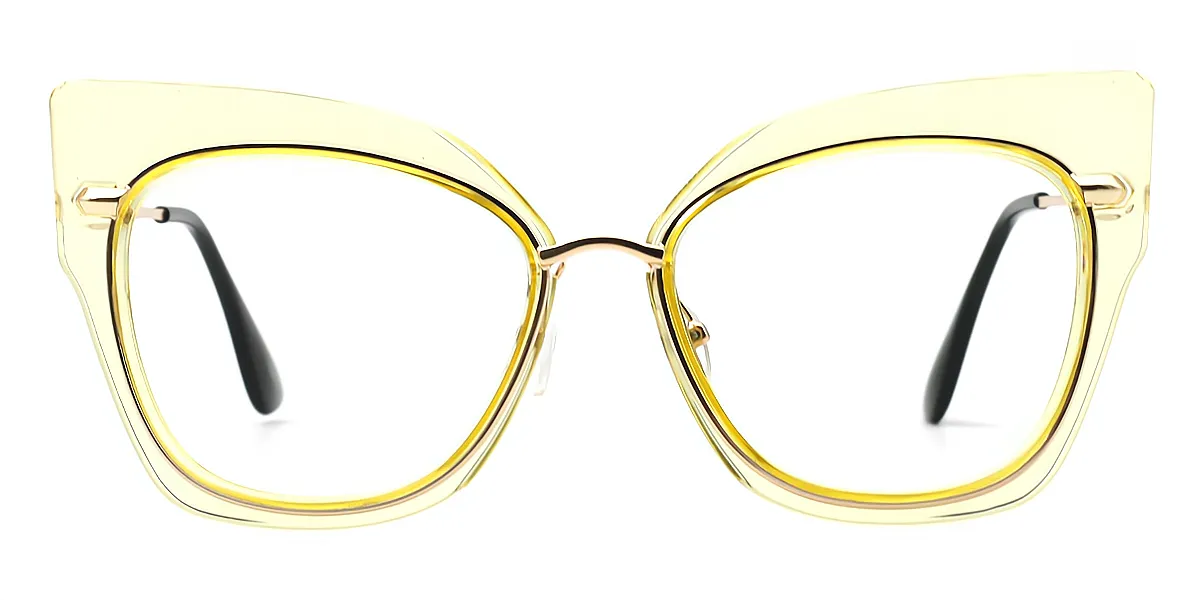 Yellow Cat Eye Oversized Acetate Eyeglasses