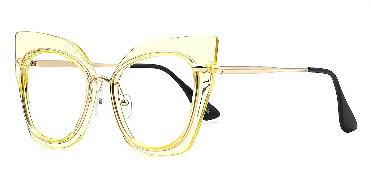 Yellow Cat Eye Oversized Acetate Eyeglasses