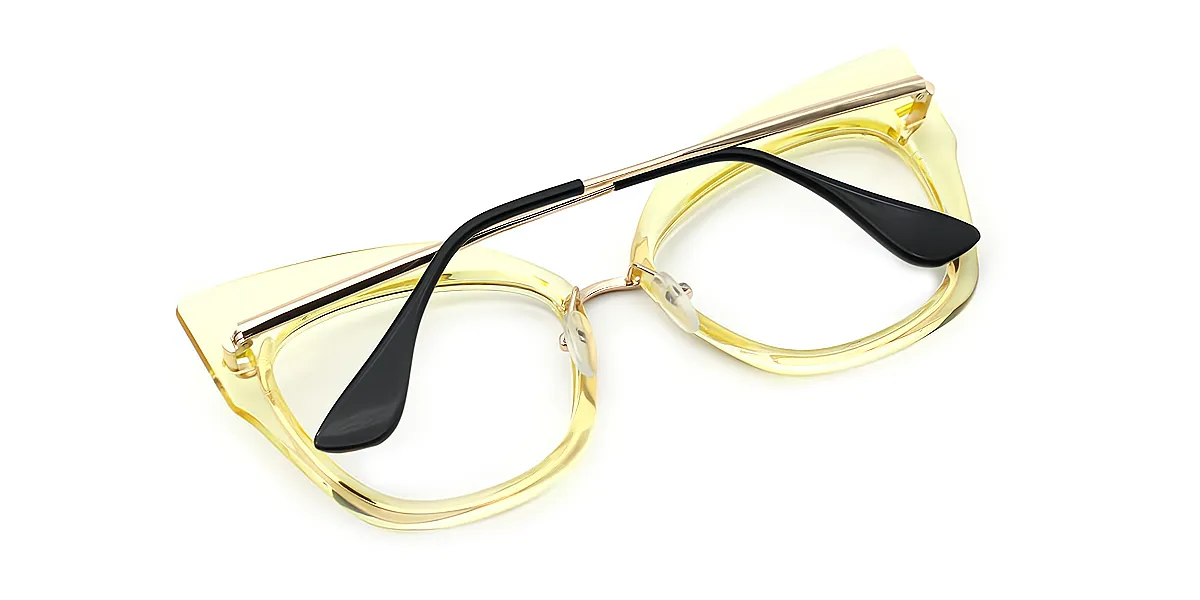 Yellow Cat Eye Oversized Acetate Eyeglasses