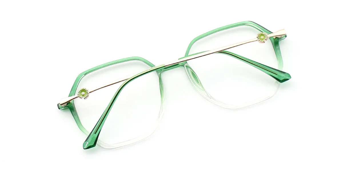 Green Geometric Lightweight TR90 Eyeglasses